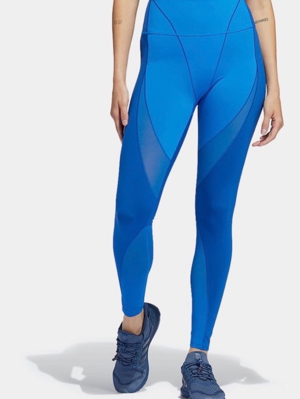 Adidas Ivy Park Mesh Panel Leggings in Solid Blue 1X